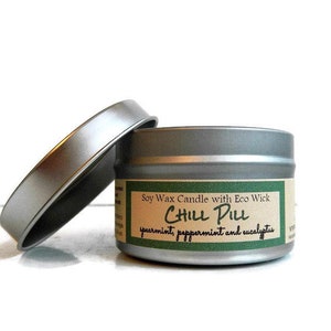 CHILL PILL for Mom Mint Spa Candle / Essential Oil Candle / soy candle tin image 1