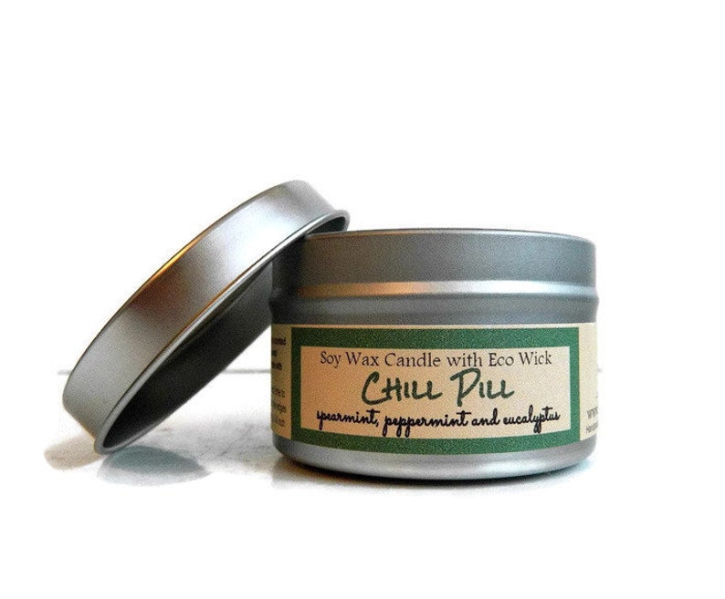 CHILL PILL for Mom Mint Spa Candle / Essential Oil Candle / soy candle tin image 1