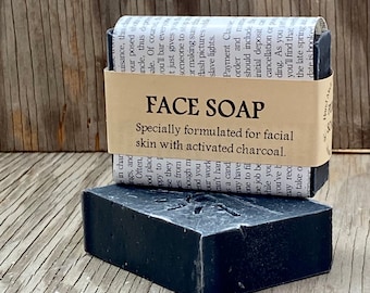 Activated Charcoal Soap / Black Soap / Facial Face Soap Bar / All Natural Soap