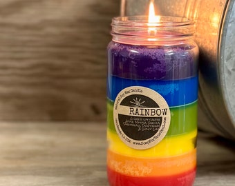 Rainbow Candle / Soy Candle with 6 colorful layers of scent / Hand Poured Great Gift