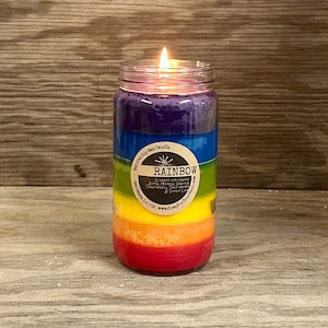 Regenbogen-Kerze/ Soja-Kerze mit 6 farbigen Schichten Duft/ Handgegossenes tolles Geschenk Bild 7