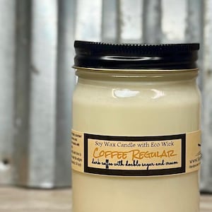 Coffee Scented Soy Candle: Hand Poured Mason Jar or Tin
