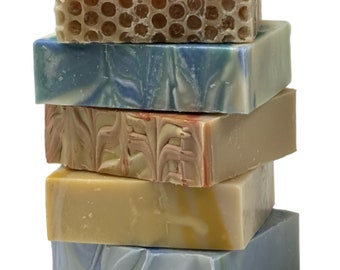 7  big Bars Cold Process soaps / Eco Bath and Body Sale / Bath Soap Sampler /