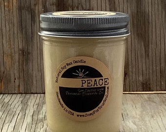 PEACE -  Patchouli Essential Oil Aromatherapy Candle 8 oz Jar