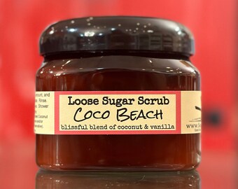 Coco Beach Sugar Scrub / Natural Body Scrub / Coconut and Vanillla Exfolliating Scrub