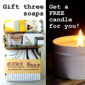 Soy Candle and Soap Gift Set Under 25 gift for her: teachers, babysitters, neighbors and coworkers. image 1