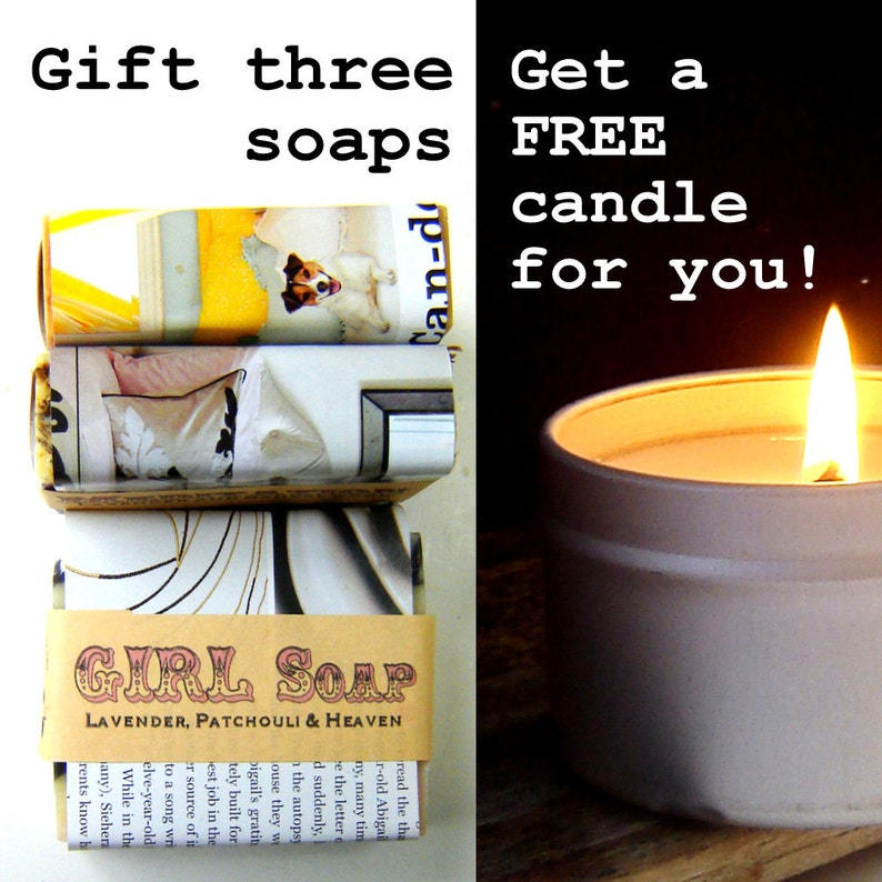 Soy Candle and Soap Gift Set Under 25 gift for her: teachers, babysitters, neighbors and coworkers. image 1