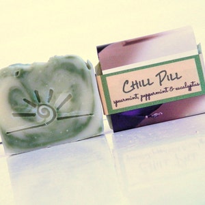 CHILL PILL Essential Oil Soap / Homemade Soap Bar / All Natural Green Mint Soap image 1