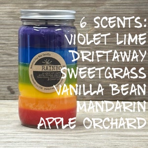 Rainbow Candle / Soy Candle with 6 colorful layers of scent / Hand Poured Great Gift image 3