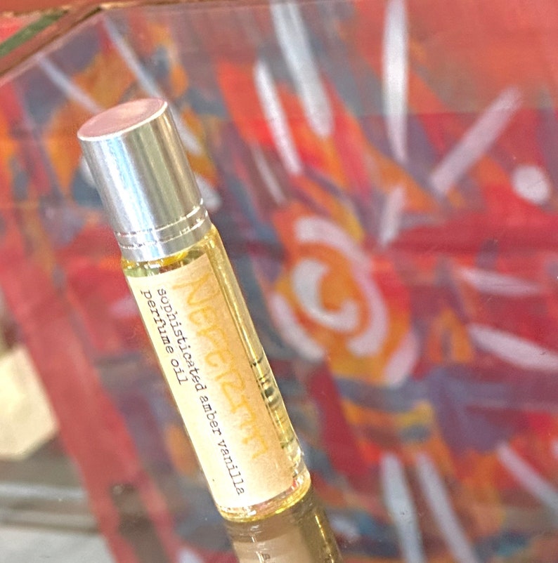 NEFERTITI Roll on Perfume Oil / Amber Vanilla Fragrance Oil / Glass Roll on Bottle image 1