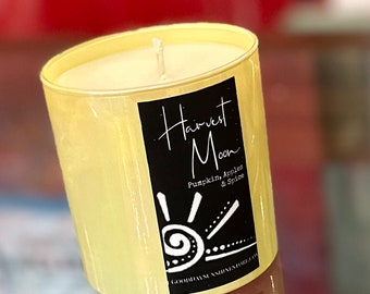 Harvest Moon Soy Candle - Yellow Tumbler Jar pumpkin apples and spice