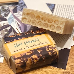 Savon au miel Hey : barre parfumée à l&#39;avoine, au lait et au miel local