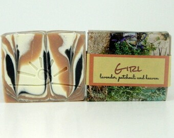 GIRL soap / Organic Cold Process Soap / patchouli lavender soap bar / Womens Stocking Stuffer