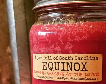 Equinox Soy Candle / Autumn Fall Candles, Ginger and Saffron Scented Soy Candle