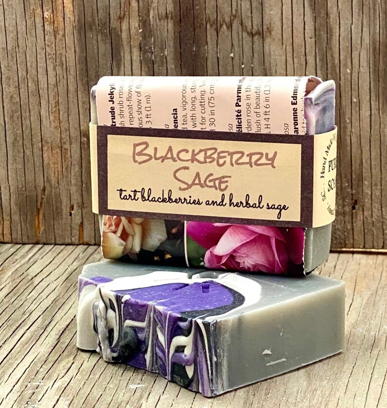 BLACKBERRY SAGE / Cold Process Artisan Soap Bar / Spring Purple Ombre image 2