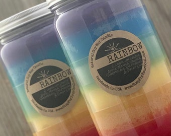 Rainbow Candle / Soy Candle with 6 colorful layers of scent / Hand Poured Great Gift