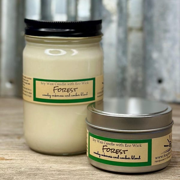 Forest Scented Soy Candle: Oakmoss Amber Blend