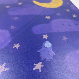 Ilustración de habitación infantil de pequeño astronauta / Póster A4 / Dormitorio infantil de bebé niño / Habitación de niños niñas / Ilustración de dormitorio infantil espacio exterior