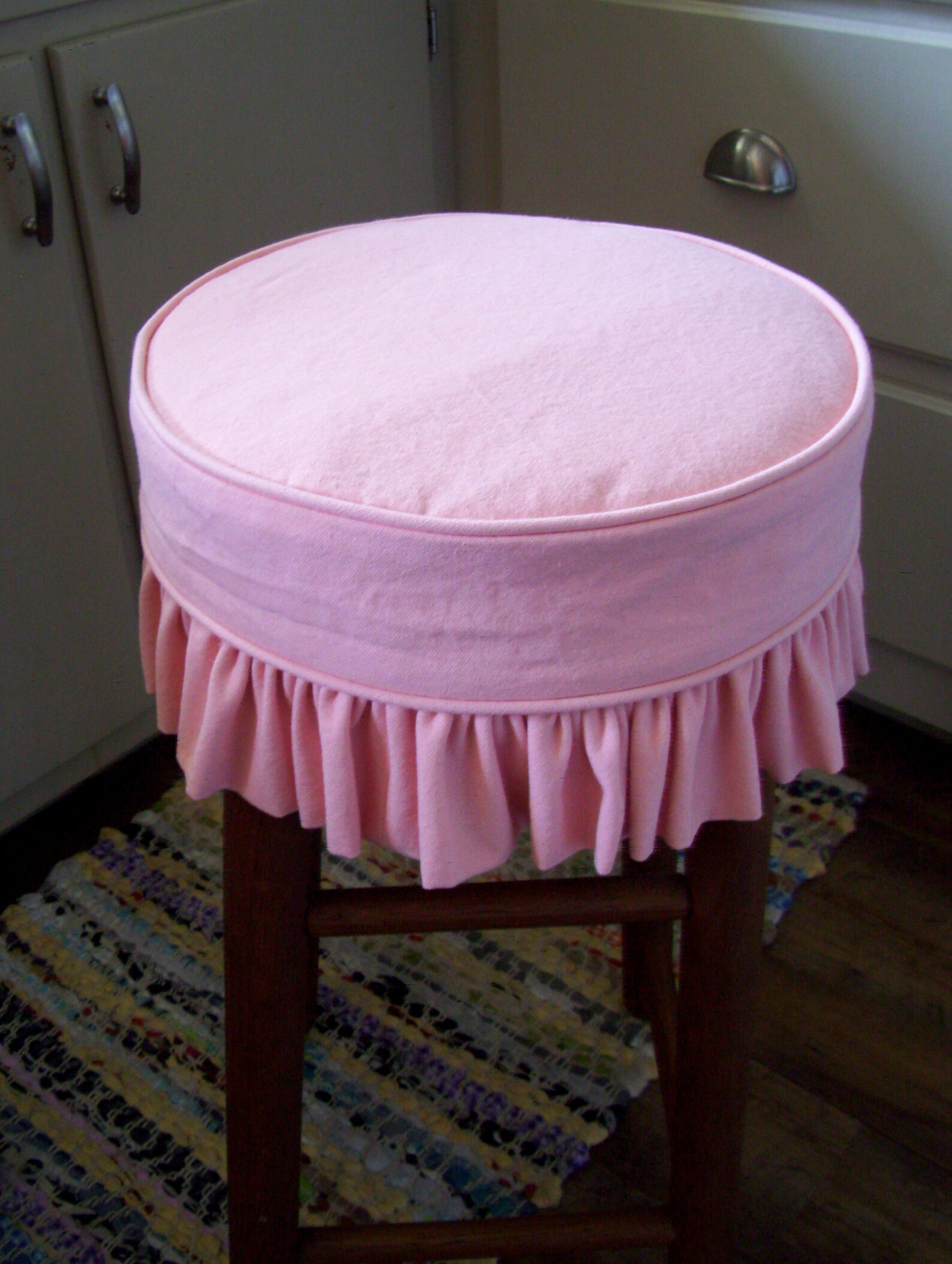 Round Bar Stool Slipcover with Ruffled Skirt Canvas Barstool Etsy