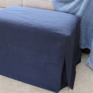 Ottoman Slipcover with Top Stitched Seams and Tailored Skirts