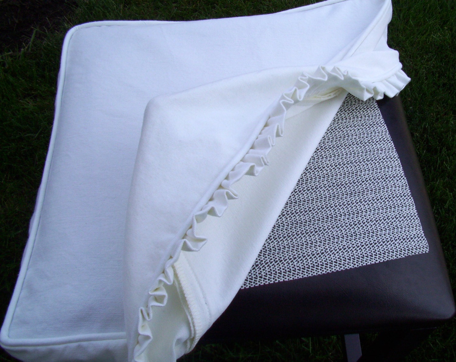 Square Barstool Slipcover With Ruffled Skirt Canvas Bar Stool Etsy