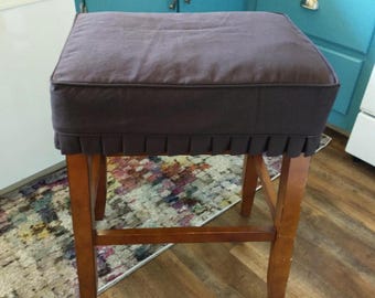 Rectangle Bar Stool Slipcover with Knife Pleat Skirts