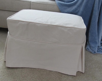 Ottoman Slipcover with Tailored Skirts and Welt Cord, Ottoman or Bench Cover