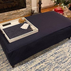 Ottoman Slipcover with Welt Cord Ottoman Cover Cube Cover Bench Cover image 8