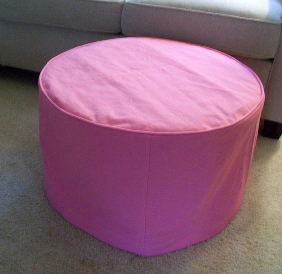 Round Ottoman Slipcover With Welt Cord, Oversized Round Ottoman Slipcover
