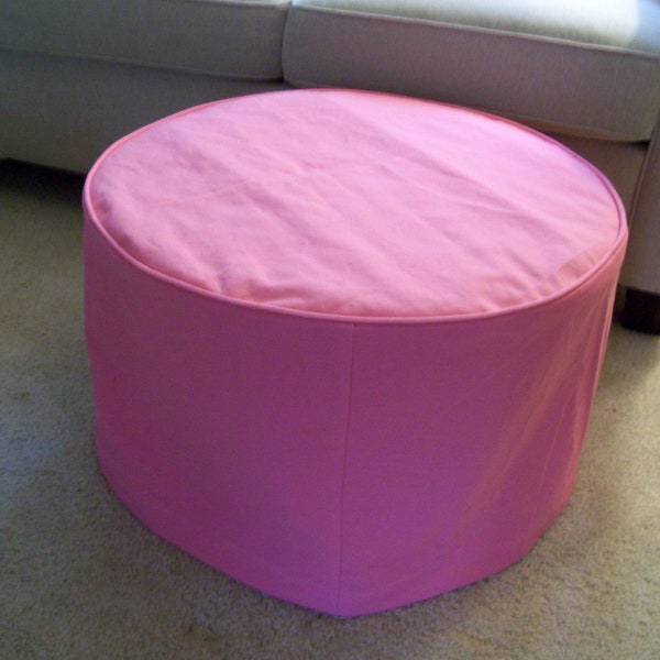 Round Ottoman Slipcover with Welt Cord, Round Ottoman Cover No Skirts