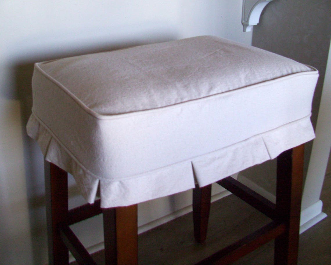 Rectangle Bar Stool Slipcover With Box Pleats Canvas Barstool Etsy