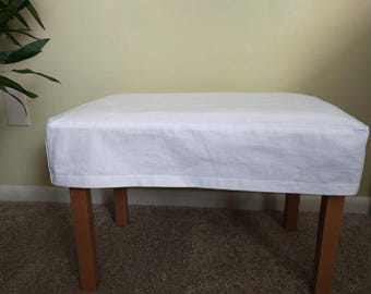 Topstitched Bench Slipcover, Ottoman Cover, 5 inch tall
