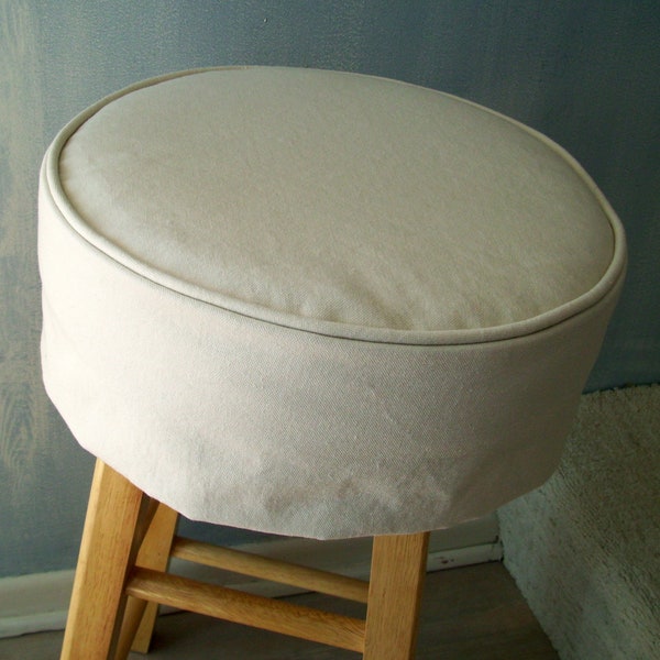 Round Bar Stool Slipcover, Round Barstool Cover, Barstool Slipcover with Welt Cord, 5 inch tall