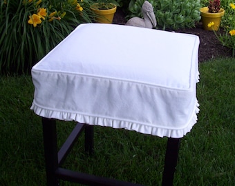 Square Barstool Slipcover with One inch Ruffled Skirt, 5 inch tall