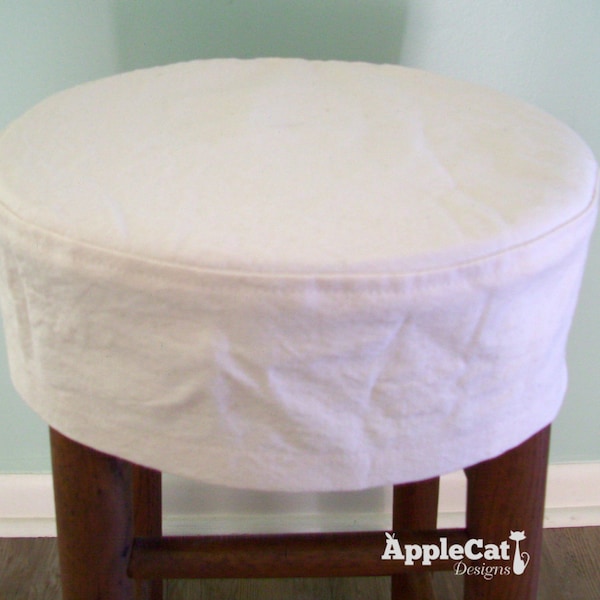 Round Bar Stool Slipcover Top stitched, Barstool Cover, Simple Bar stool Slipcover 5 inch tall