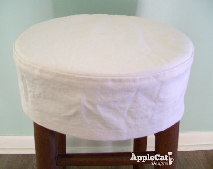 Round Bar Stool Slipcover Top Stitched, Barstool Cover, Simple Bar