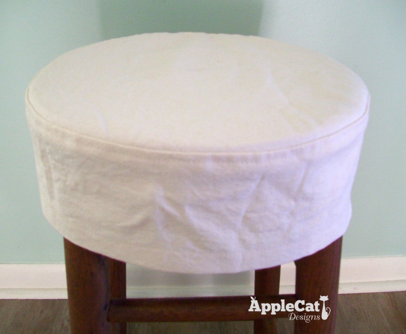 Round Bar Stool Slipcover Topstitched No Cushion Barstool Image 0