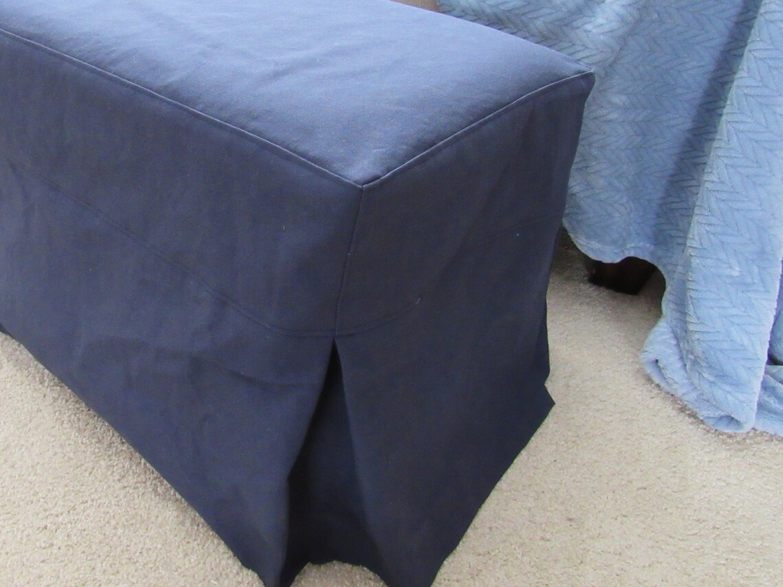 Ottoman Slipcover with Top Stitched Seams and Tailored Skirts Etsy