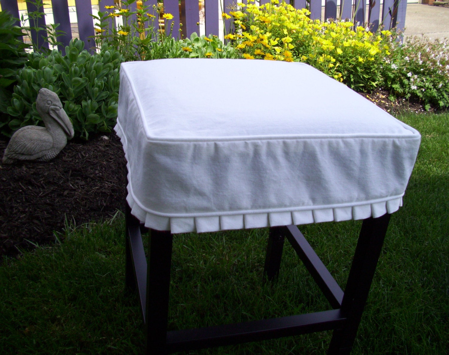 Square Barstool Slipcover with Knife Pleats Canvas Bar Stool Etsy