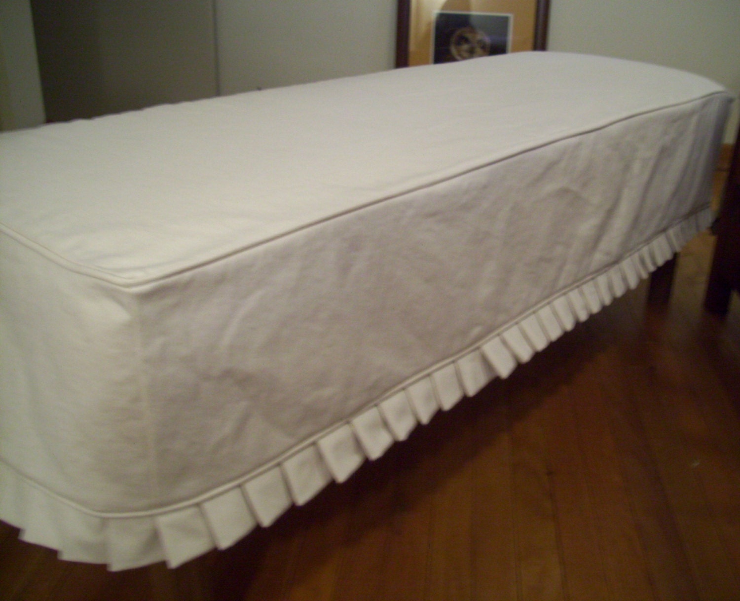 Bench Slipcover With Knife Pleat Skirt Dining Room Bench Etsy