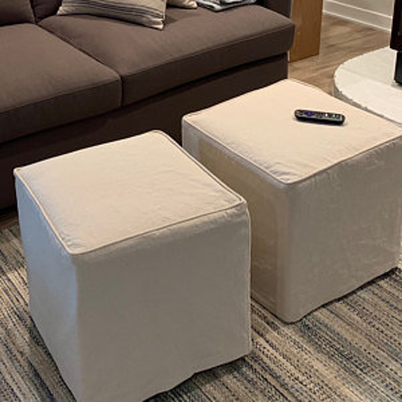Cube Slipcover with Welt Cord Small Ottoman Cover Cube Cover Etsy