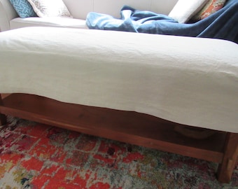 Bench Slipcover with Topstitched Seams, Ottoman Cover, 8 inch tall