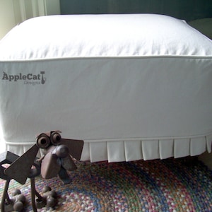 Ottoman Slipcover with Knife Pleats, Washable Canvas Ottoman Cover, Cube Cover
