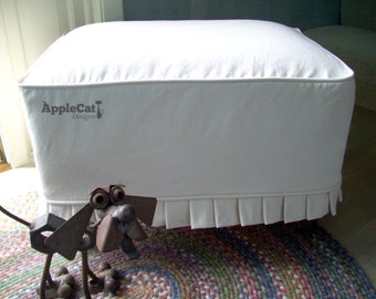 Ottoman Slipcover with Knife Pleats, Bench Cover