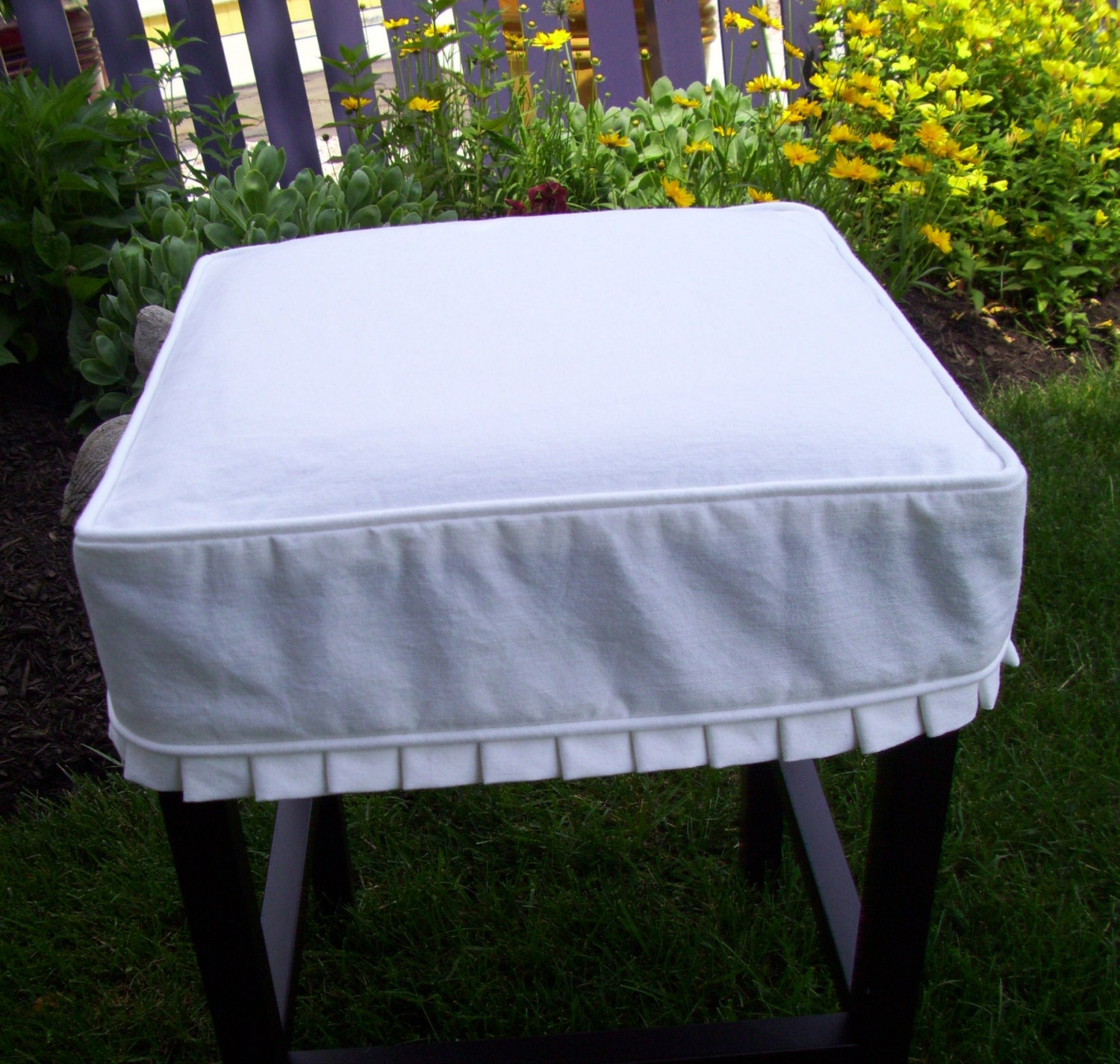 Square Barstool Slipcover With Knife Pleats Canvas Bar Stool Etsy