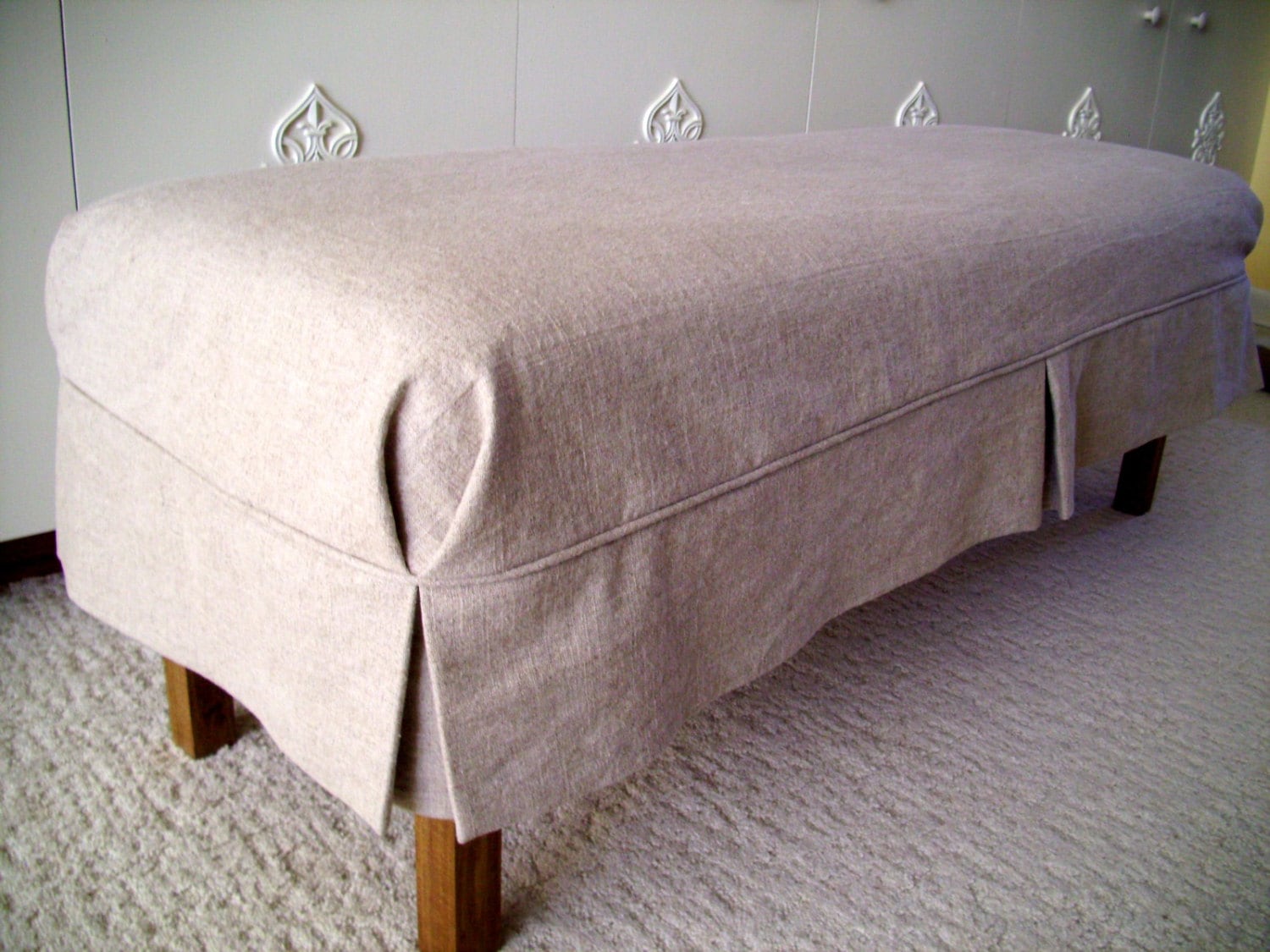 Bench Slipcover With Tailored Skirts Bedroom Bench Cover Etsy