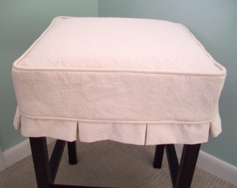 Square Barstool Slipcover with Box Pleats 6 inches tall