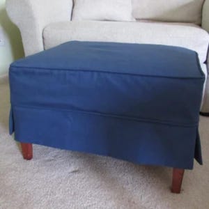 Custom Ottoman Slipcover with Short Skirts and Welt Cord - Washable Canvas Slipcover or Bench Cover, 10 inch Tall
