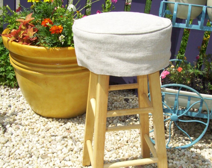 Linen Round Barstool Slipcover With Cushion 12 Inch Bar Stool Etsy