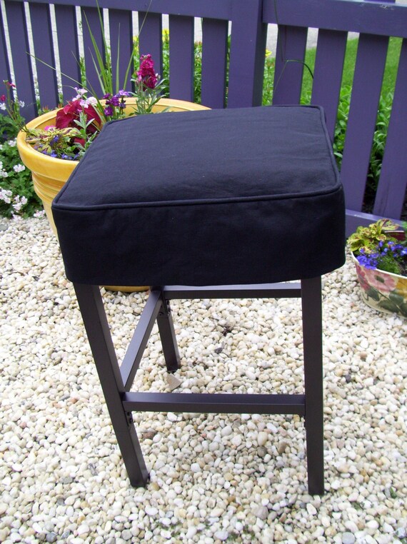Square Barstool Slipcover Black Canvas Bar Stool Cover Etsy